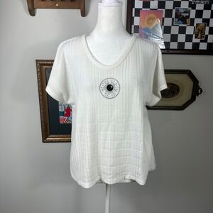 Paper Crane Upcycled White Waffle Knit Relaxed Fit Top